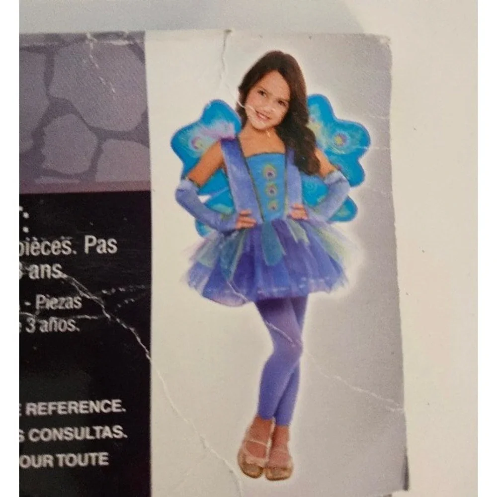 Peacock Princess Costume Dress Wings Leggings Headband‎ Toddler 3-4